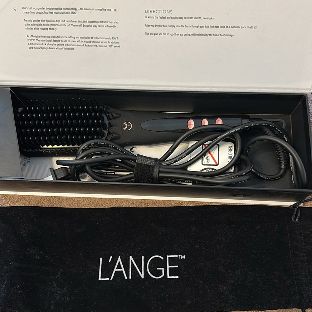 L’Ange Le Vite Hairbrush Straightener - Black and Pink - Picture 3 of 8